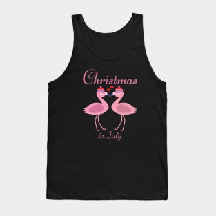 Christmas In July Pink Flamingo Tank Top